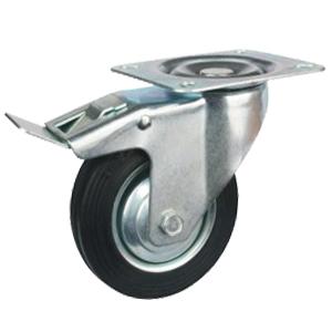3INS CASTER WHEEL-SWIVEL BRAKE-RUBBER